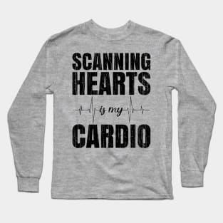 Scanning Hearts Is My Cardio // Black Long Sleeve T-Shirt